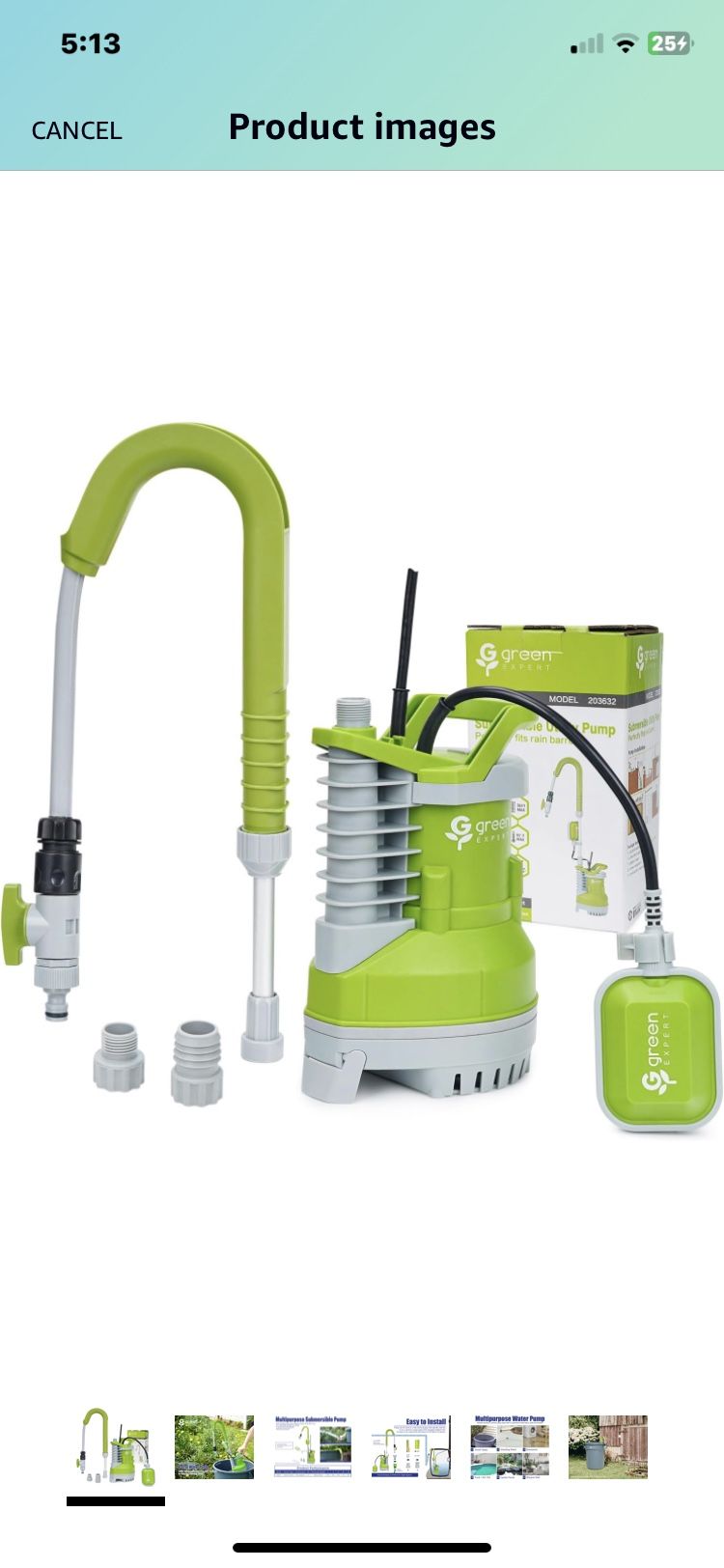 NIB Submersible Utility Pump W/Rain Barrel Tube Kit