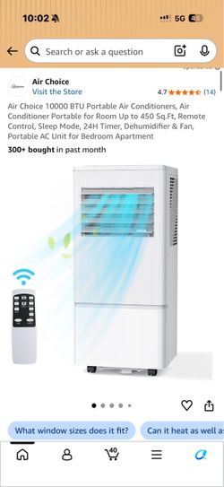Air Choice 10000 BTU Portable Air Conditioners, Air Conditioner Portable for Room Up to 450 Sq.Ft, R