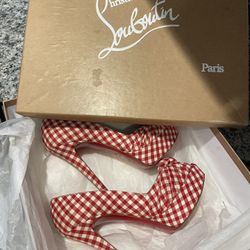 Authentic Louboutin red checker heels