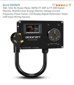 30A 125V AC Power Meter, NEMA TT-30P to TT-30R Outlet Monitor, Multifunction Energy Monitor Voltage