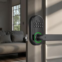 Smart Keypad Door Lock with Handle, Keyless Entry Door Lock for Front Door, Bedrooms, Electronic Door Knob with Code, Durability Door Lever - Easy Ins