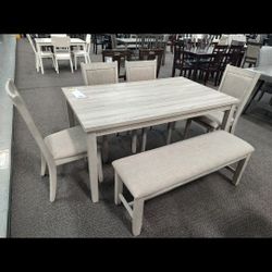 Black Friday Sale 6 Pcs White Wash Dining Set $489 FREE LOCAL DELIVERY & SET UP