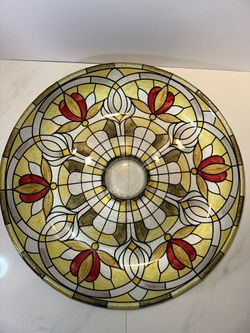 17 In Stain Glass Look Serving Tray Heavy Beautiful 