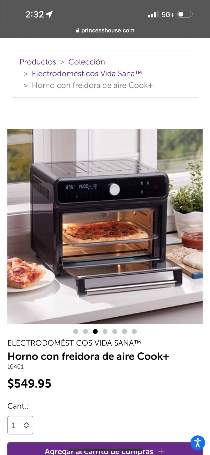 Princess house freidora de aire/ horno