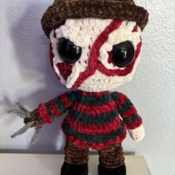 100% Handmade Crochet Freddy Krueger Doll 