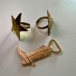 Brass napkins holders and bottle opener