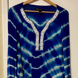 INC Beautiful Blue Tunic Top -  Sz 10