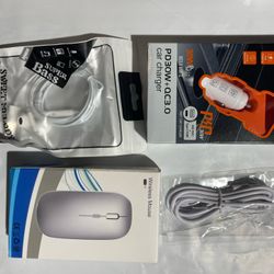 Electronic combo: PD3OW+QC3.0 Car Charger+ Phone Type C Wire+type C Headphones + Wireless Mouse