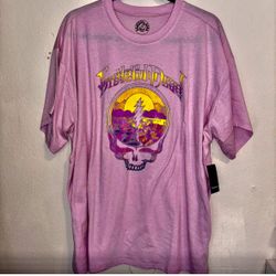 Women Grateful Dead M/L pink graphic skull T-shirt .