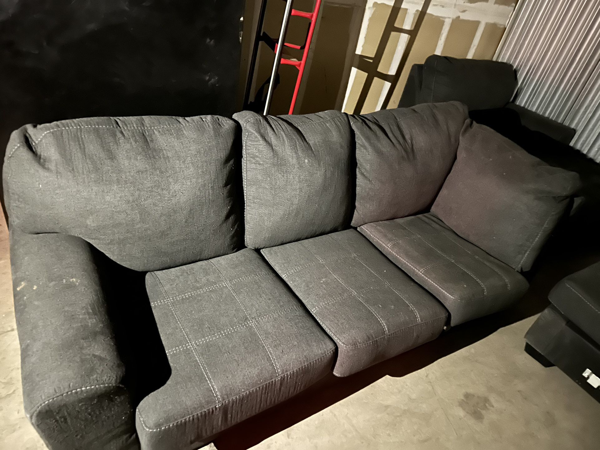 Chaise Lounge Sofa Set, seats 6. Charcoal, 1 Year Old 