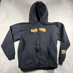 Vintage Burton Hoodie Men’s Small Black Faded 2000s Snowboard Skate Zip Up #1313