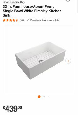 Shop Glacier Bay 33 in. Farmhouse/Apron-Front Single Bowl White Fireclay Kitchen Sink * * ***
