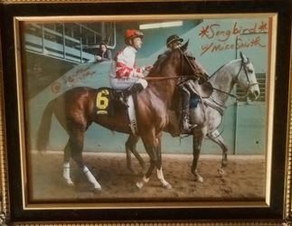 Songbird Mike Smith Signed Framed Horse Racing Photo