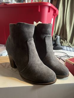 Gray Suede Ankle Boots 