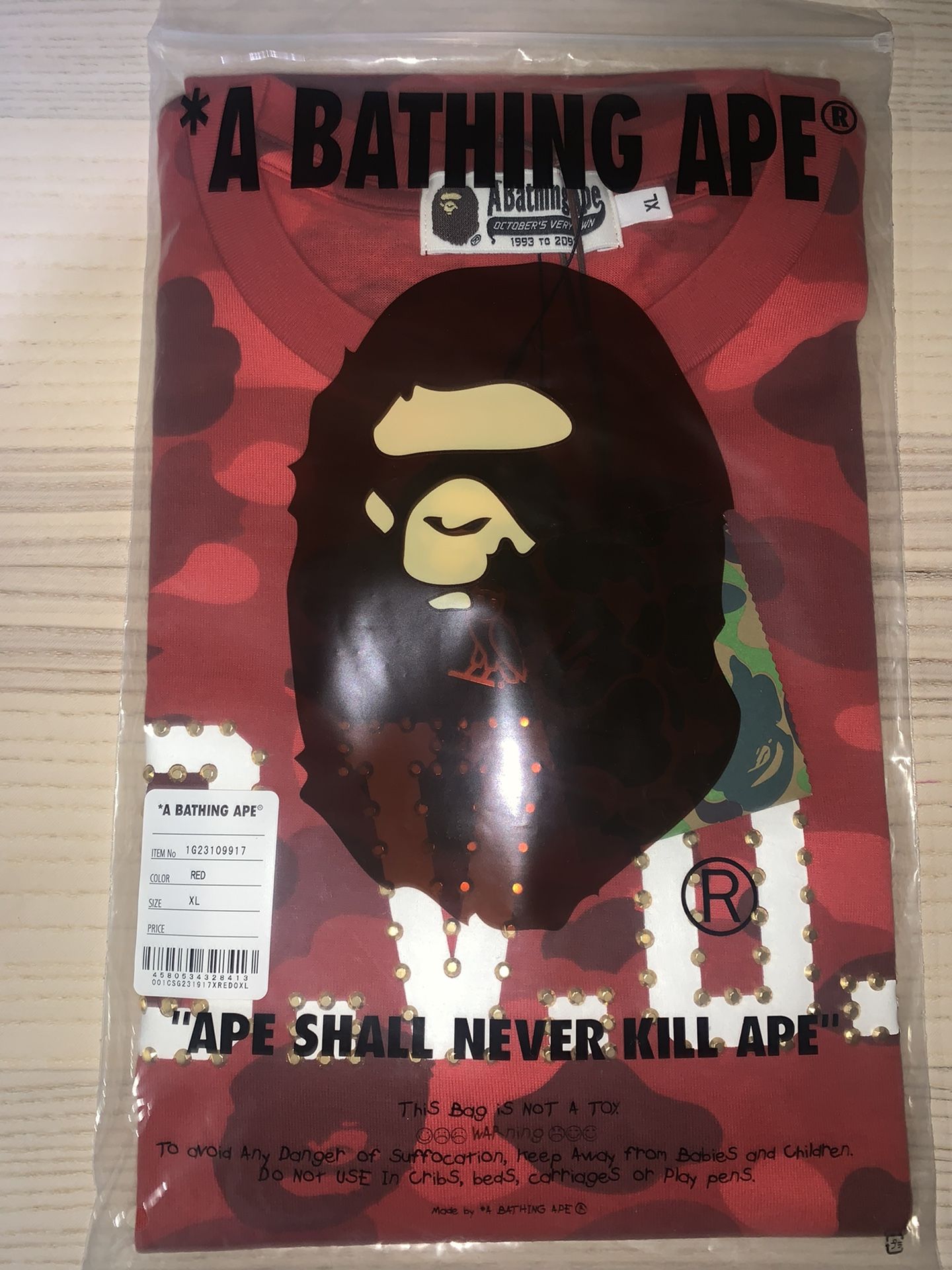 DS OVO BAPE COLOR CAMO TEE RED XL