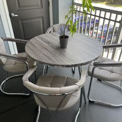 Table + 4 Chairs And 4-tier Bar Cabinet 