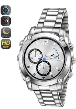 16GB 1080p hidden camera silver watch for men