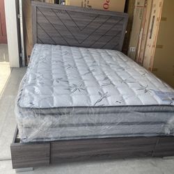New Queen Bed With Pillow Top Mattress! 
