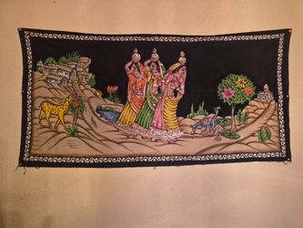 Indian Folk Art Fabric Wall Tapestry