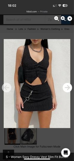Black Pinstripe Vest and Mini Skirt Set