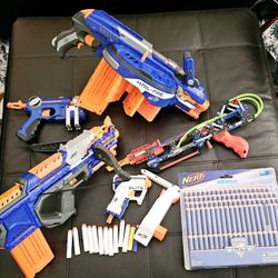 5 New & Gently Used NERF Guns and Bullets