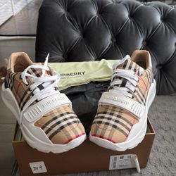 Burberry Men's Vintage Check Canvas Low-Top Sneakers