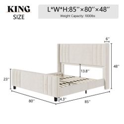 King bed with mattress.