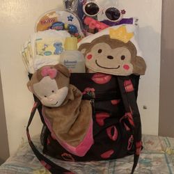 baby shower gift set brand new baby clothes diapers toys hygiene items monkey themed