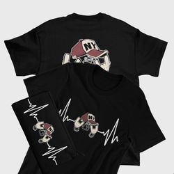 Urban Heartbeat T-Shirt and Money Bag Gift Set, Black Graphic Tee with Matching Bag, Urban Streetwear Collection