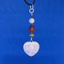 NATURAL charged Rose & cherry Quartz Necklace/keychain (known For: Keep/attract Love,remove Negativity,help Reduce Stress,healer,increase Popularity)