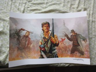 Freddy Vs Jason Vs Ash Signed By ARTHUR SUYDAM