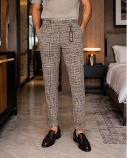 Mr Turk Wynton Cuffed Plaid Trousers NWT $288 SIZE 34