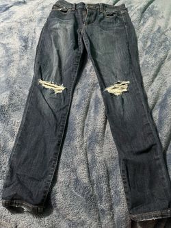 Dark Wash Distressed Ripped Knee Jeans