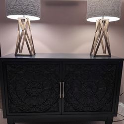 Blue Accent Cabinets & FREE lamps 