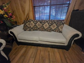 Two traditional Sofa with Dark Wood Frame
