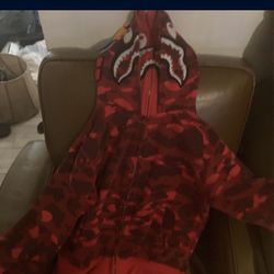 Red Bape Double Hoodie Size (M)