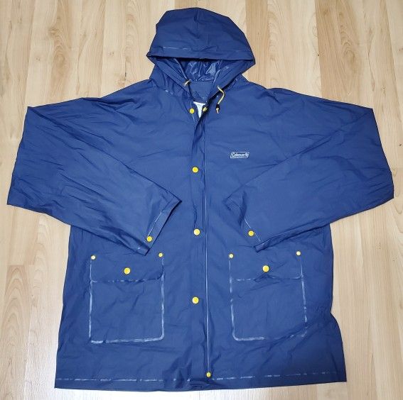 Coleman's Hooded Raincoat Full Zip Weatherproof Waterproof Men's Size M Blue.
