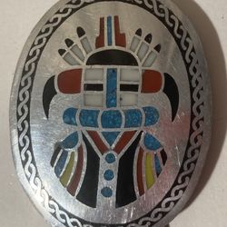 Vintage Bolo Tie Silver And Crushed Turquoise Stine