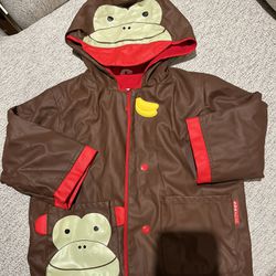 Toddler Boys Monkey Rain Jacket Size 2t