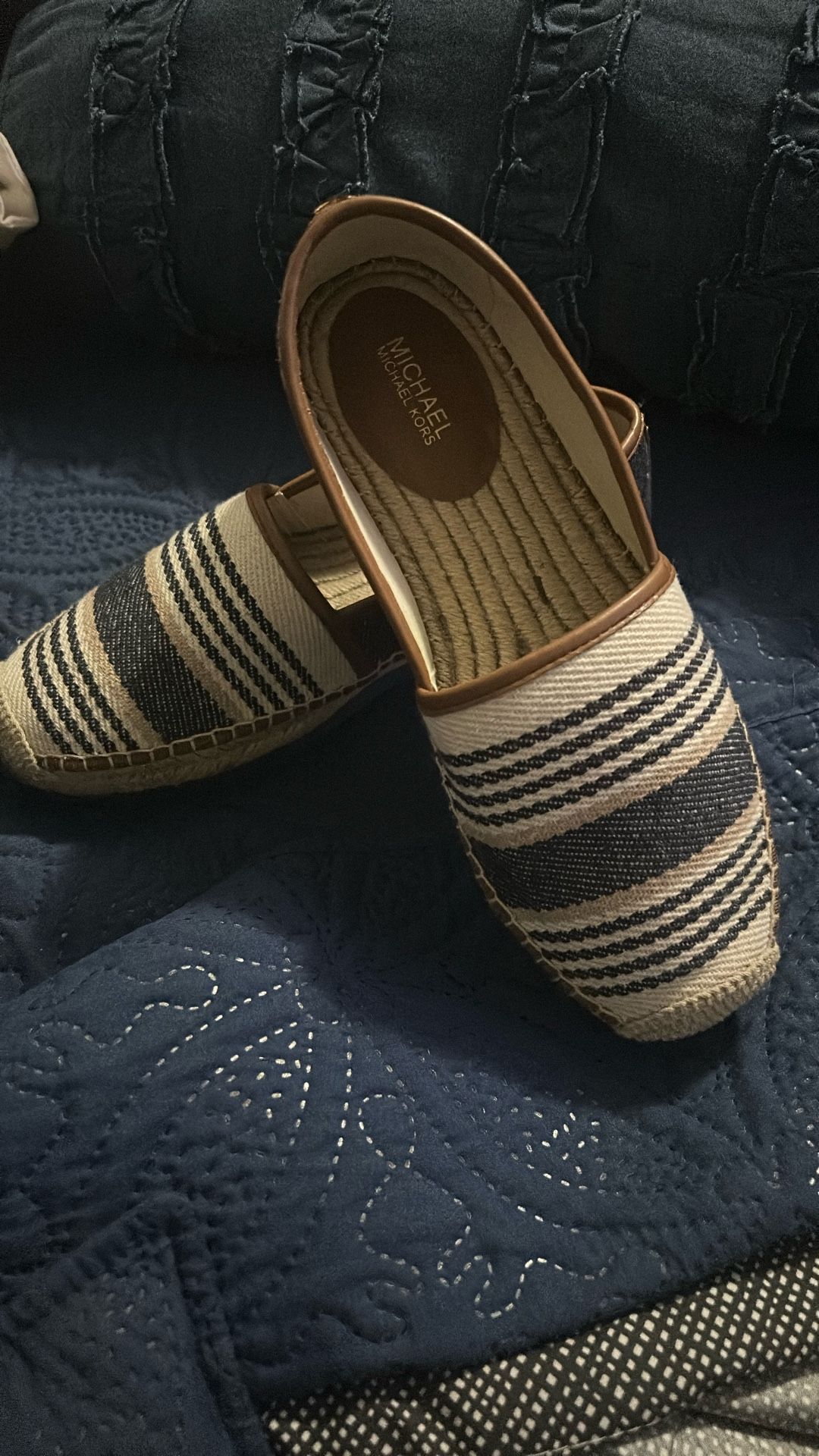 Michael Kors, Walking Shoes, Blue, Beige, And White