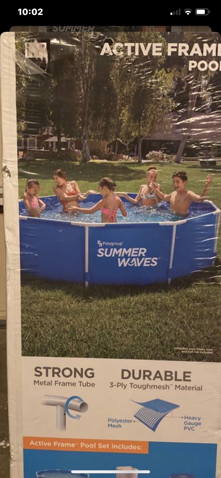 Summer Waves Active Frame Pool 10’ feet Brand new in box Pump and filter included