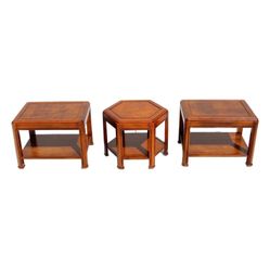Vintage Mahogany & Burl-Wood Side Tables – Set of 3 (Elegant Georgian Style)