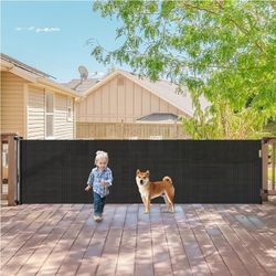 NIB 140 Inch Wide Retractable Baby Gates Extra Wide Retractable Dog Gate Outdoor Pet Gate Indoor Extra Long Baby Gate, Dog Gates for Doorways Extra Wi