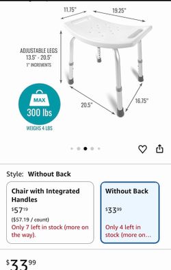 Shower Chair Bath Seat for Tub or Shower Bench for Inside Shower, Made of Non Slip Aluminum with Plastic Seat, No Tools Needed, Adjustable Height, Hol