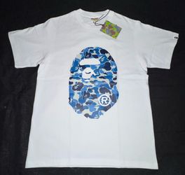 APE A Bathing Ape Blue Camo Ape Head Tee Size Small New With Tags