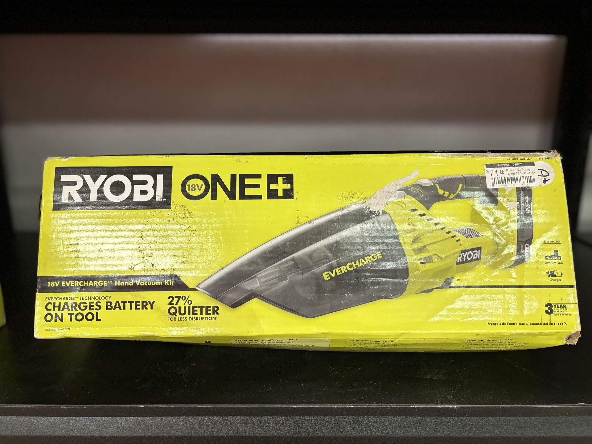 RYOBI ONE+ 18V Lithium Ion Cordless EVERCHARGE Hand - Main Image