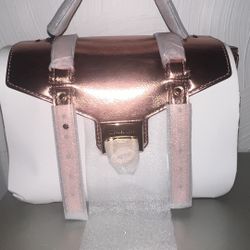 Michael Kors Manhattan Medium Satchel Rose Gold (Primrose) Metallic