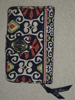 Vera Bradley Blue Red Green Zip Around Wallet Wristlet Clutch