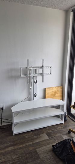 White TV Stand with Mount Bracket