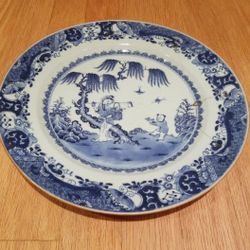 Chinese Antique Ching-Dynasty Handmade B/W Plate